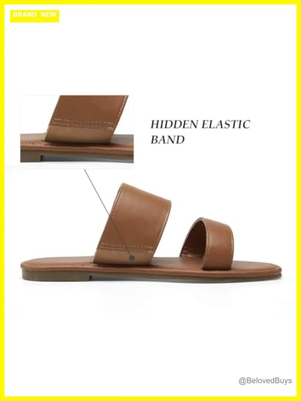 Women's Two Strap Slide Sandals Flat Square Toe Cushioned Non Slip